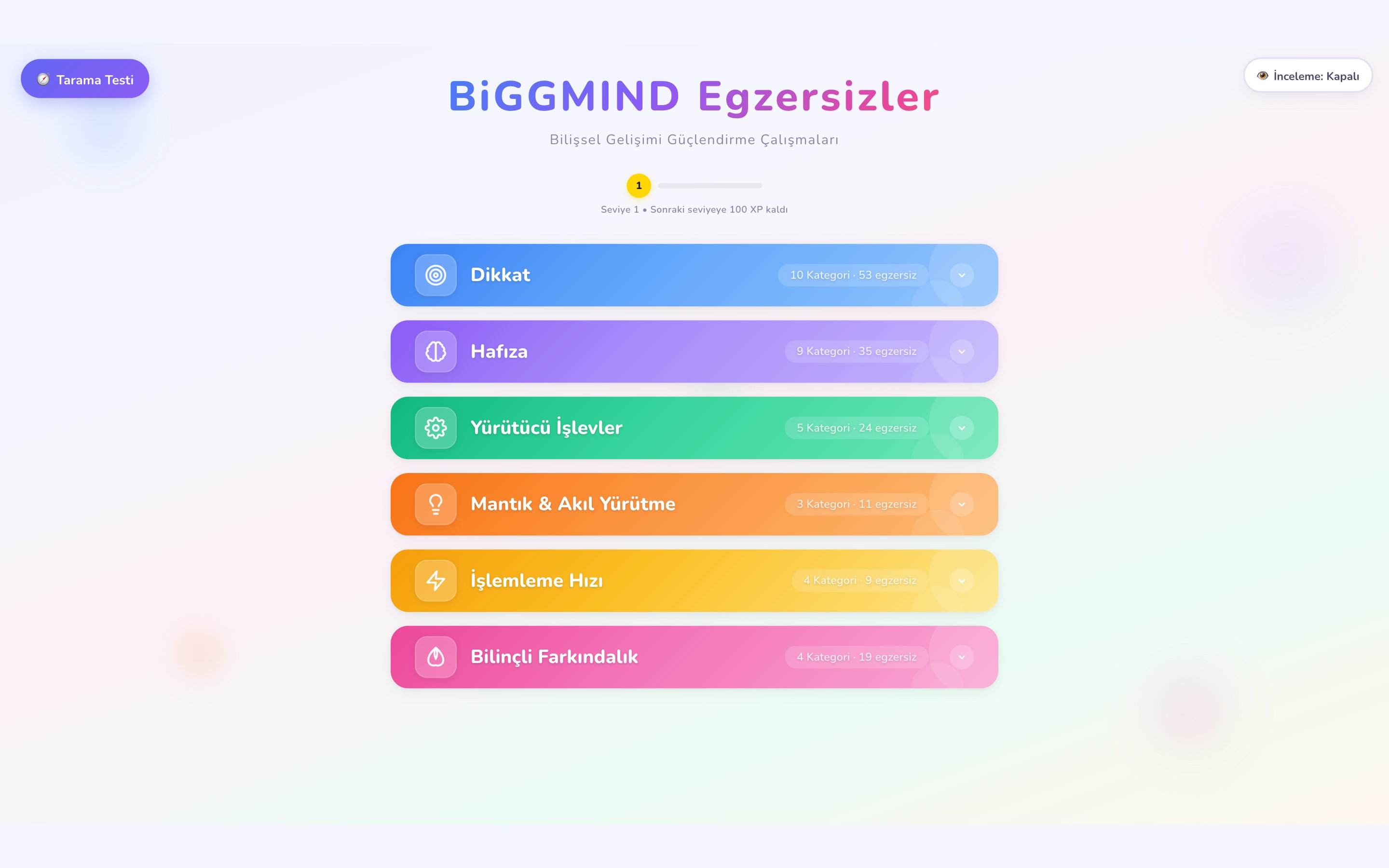 BiggMind platformu başlangıç ekranı
